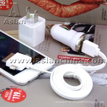 Newest USB Cable +USB Adapter+ USB Car Adapter Cellphone Charger (AK-050)